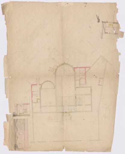 [Agrandissement de la grande salle de la mairie : plan, élévation, coupe, 1893].