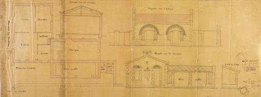 Projet de construction d'une maison pour le gardien du cimetière : plan, élévations, coupe, 20 février 1923.