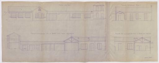 Projet d'agrandissement et aménagement de l'école maternelle du Port : dessins des façades et profils projetés, 19 octobre 1951.
