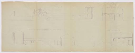 Projet d'agrandissement et aménagement de l'école maternelle du Port : dessins des façades et profils actuels, 19 octobre 1951.