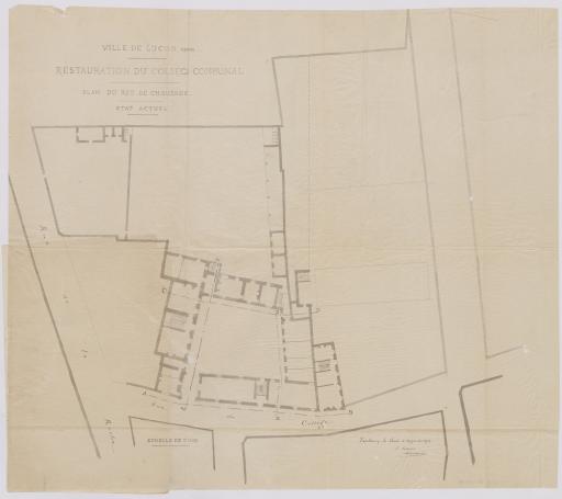 Restauration du collège communal et de l'école primaire : plan du rez-de-chaussée (état actuel), 30 janvier 1879 / A. Charier, architecte.