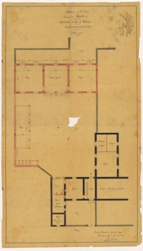 Projet d'appropriation de l'école : plan du rez-de-chaussée / Signé par : G. Loquet, architecte.