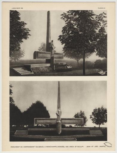 Monument du commandant Guilbaud, à Mo[u]champs / [Jan] et Joël Martel, sculpteurs.