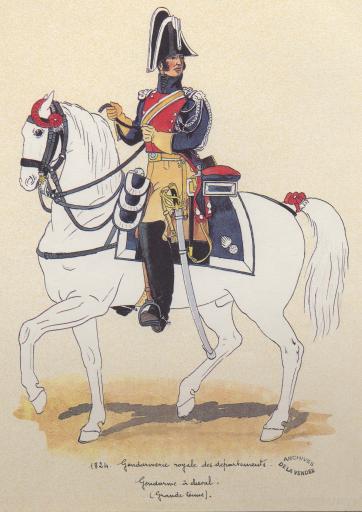 Gendarmerie royale des départements : gendarme à cheval (grande tenue).