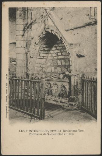 Le tombeau de Sainte Béatrice aux Fontenelles, datant de 1225.