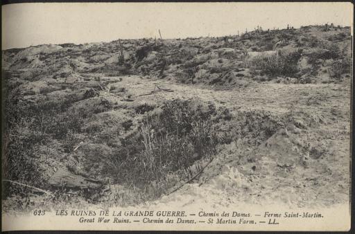 Filain. - Ruines de la ferme Saint-Martin (vue 1), ravin de Sainte-Berthe et Vallée de l'Ailette (vue 3).