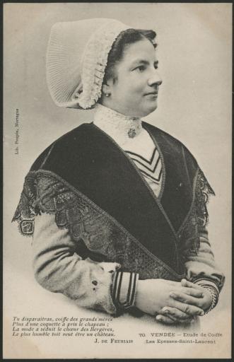 Les Épesses - Saint-Laurent-sur-Sèvre. - Une femme en costume portant la coiffe.