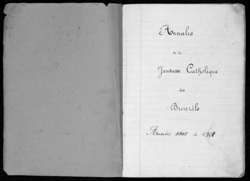 Annales de la Jeunesse catholique des Brouzils, ms., 251 p. et une quinzaine de pages blanches.