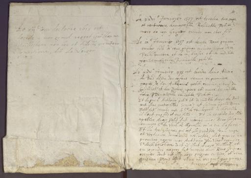 Livre de raison par René Grignon : notes personnelles et comptes de René Grignon, sieur de la Pellissonnière et de la Brosse, à la suite du décès de son frère Pierre en juin 1597.