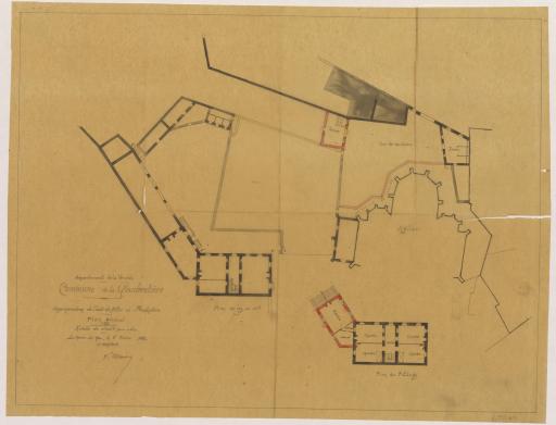 Projet d'appropriation de l'école de filles en presbytère : plan général / Signé par : Victor Clair, architecte.