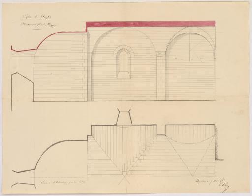 Restauration de la crypte : plan des voûtes / Signé par : [Victor Clair, architecte].