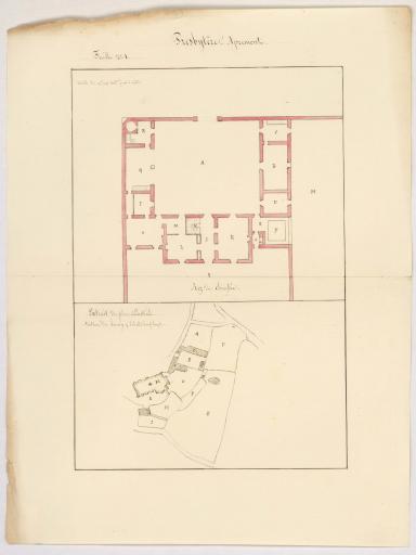 Reconstruction du presbytère : plan du rez-de-chaussée et extrait du plan cadastral, feuille n° 1 / Signé par : Lévêque, architecte à Fontenay-le-Comte.