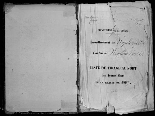 Listes de tirage au sort des jeunes gens, classe 1867 - par arrondissement et par canton