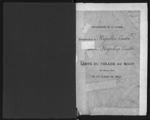 Listes de tirage au sort des jeunes gens, classe 1869 - par arrondissement et par canton