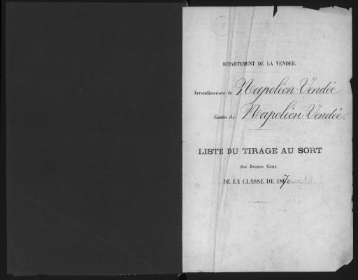 Listes de tirage au sort des jeunes gens, classe 1870 - par arrondissement et par canton