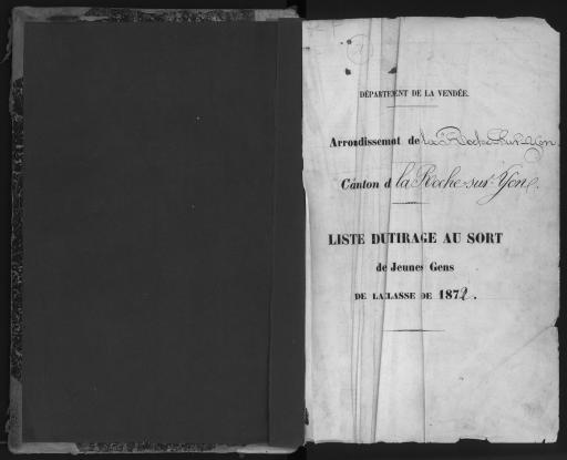 Listes de tirage au sort des jeunes gens, classe 1872 - par arrondissement et par canton