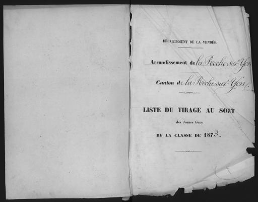 Listes de tirage au sort des jeunes gens, classe 1873 - par arrondissement et par canton