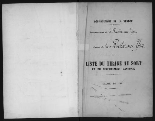 Listes du tirage au sort et du recrutement cantonal des jeunes gens, classe 1881