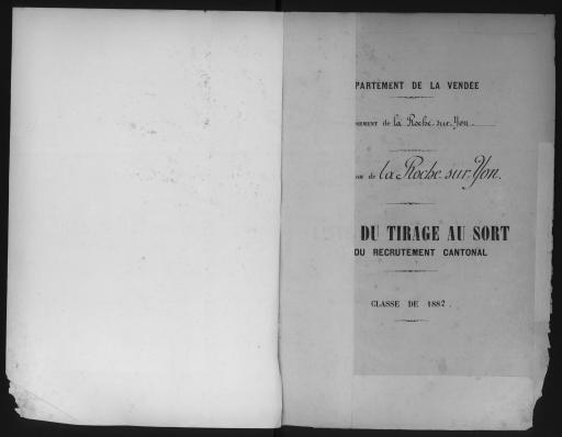 Listes du tirage au sort et du recrutement cantonal des jeunes gens, classe 1882