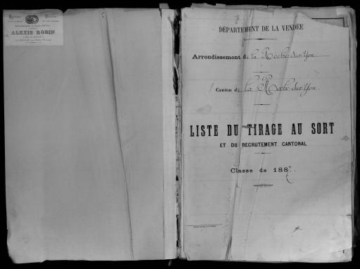 Listes du tirage au sort et du recrutement cantonal des jeunes gens, classe 1887