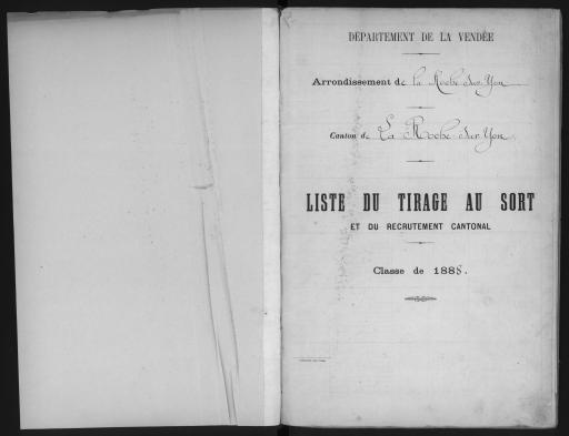 Listes du tirage au sort et du recrutement cantonal des jeunes gens, classe 1888