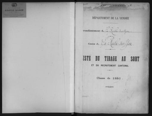Listes du tirage au sort et du recrutement cantonal des jeunes gens, classe 1889