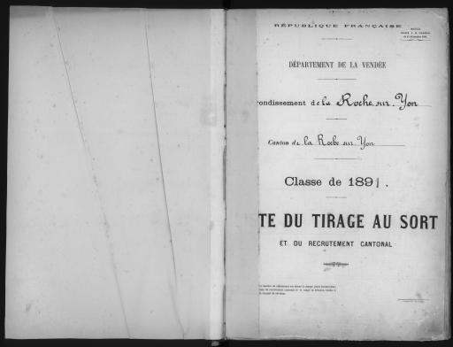 Listes du tirage au sort et du recrutement cantonal des jeunes gens, classe 1891