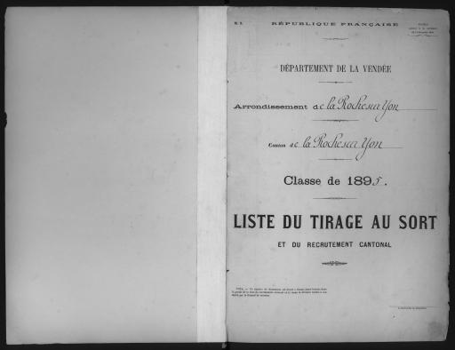 Listes du tirage au sort et du recrutement cantonal des jeunes gens, classe 1895