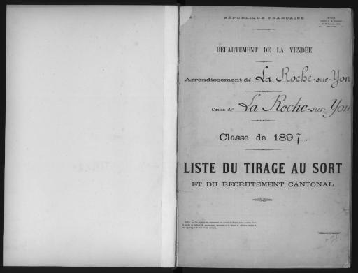 Listes du tirage au sort et du recrutement cantonal des jeunes gens, classe 1897