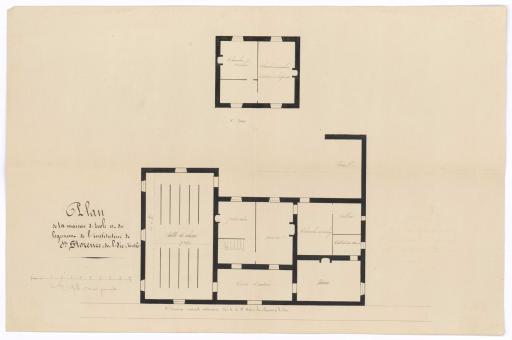Plan de la maison d'école et du logement de l'instituteur : [plan du] 1er étage, [plan du rez-de-chaussée].