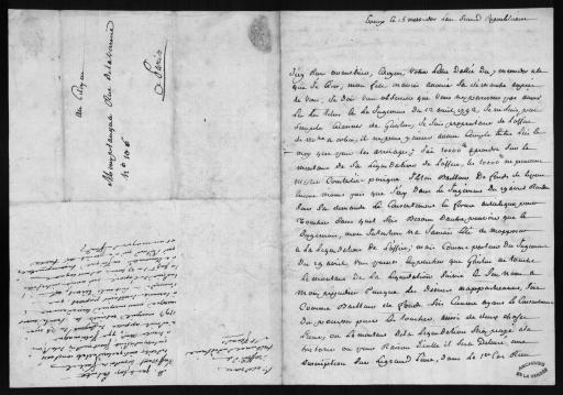 L. A. S. de Louis Turreau de Linières, député de l'Yonne à la Convention, à son homme d'affaires ; Évreux (Eure), 15 messidor an II [3 juillet 1794]. - 1 ff. (3 p.), 16,5 x 22 cm.