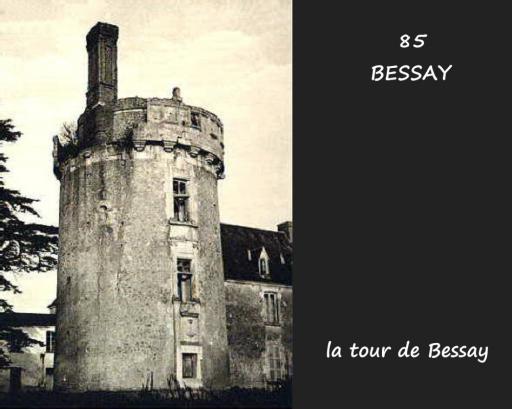 La tour de Bessay : photographie d'un cliché ancien (vue 1), détail de la toiture (vue 2).