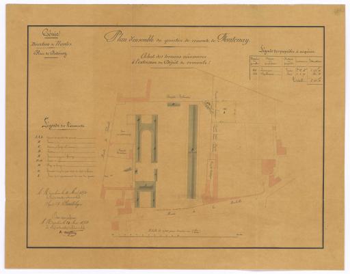 Plan d'ensemble du quartier de remonte, avec la légende des bâtiments / Signé par le chef de bataillon du génie en chef, Devillelegier.