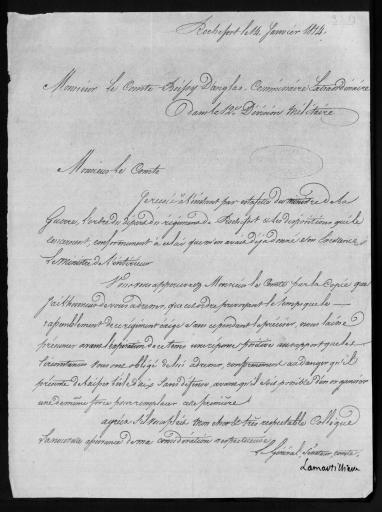 Correspondance entre le général de La Martillière, commandant à Rochefort (14 janvier-9 avril 1814) et Boissy d'Anglas.