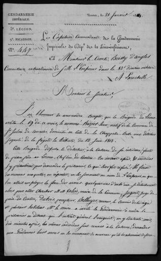 Lettres du capitaine Lavieux, commandant la gendarmerie de la Loire-Inférieure (4 janvier-25 février 1814) à Boissy d'Anglas.