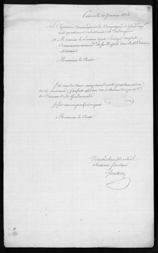 Lettres du capitaine Gaultron, commandant la gendarmerie de la Vienne (20-25 janvier 1814) à Boissy d'Anglas.
