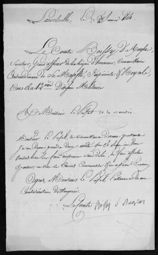 Correspondance entre le baron de Châteaubourg, préfet de la Vendée (20 janvier-8 avril 1814) et Boissy d'Anglas.