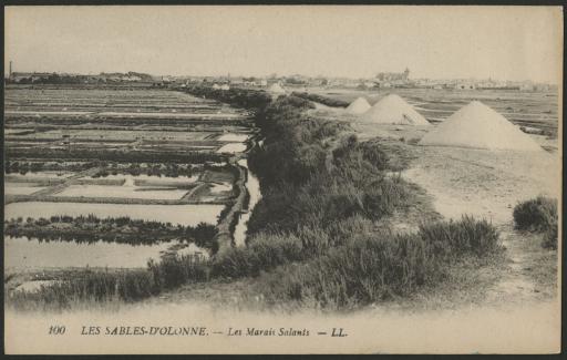 Les marais salants : bassins (vues 1-2), récolte du gros sel avec le simoussi (vues 3-9), transport du sel avec des paniers (vues 6-11), mulons de sel (vues 14-22).