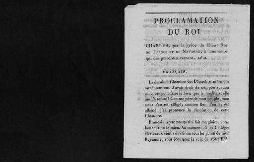 Proclamation du roi / Charles X. - Bourbon-Vendée, impr. chez Allut, 4 p.
