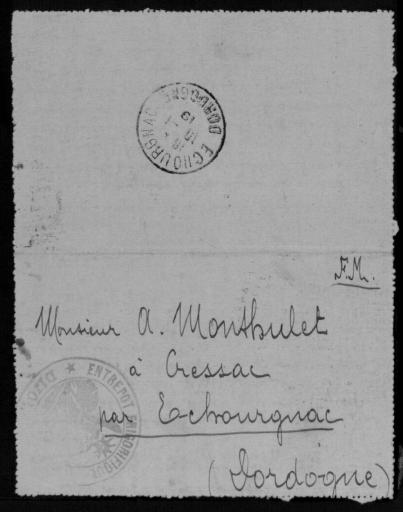 Lettres professionnelles d'Henri Monthulet, affecté à l'usine frigorifique militaire de Dijon.