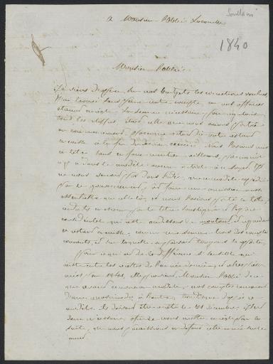 Correspondance de la paroisse de Soullans reçue à l'évêché en 1840.