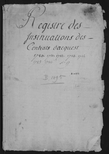 De 1780 à 1786. L'ensemble du cahier de 20 feuillets (in-4°, papier) a été numérisé et quelques actes ont été analysés.