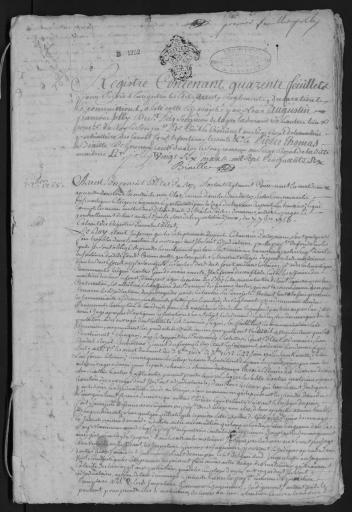 1756 à 1766. L'ensemble du cahier de 80 feuillets (in-4°, papier), a été numérisé et quelques actes ont été analysés.