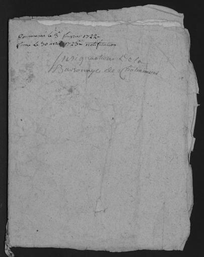 De 1722 à 1723. L'ensemble du cahier de 7 feuillets (in-8°, papier) a été numérisé et quelques actes ont été analysés.