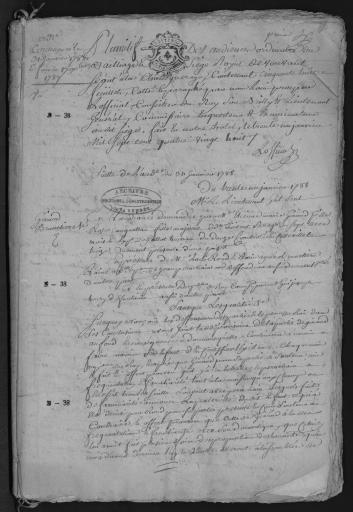 1788-1789. L'ensemble du cahier de 58 feuillets (in-4°, papier) a été numérisé et quelques actes ont été analysés.