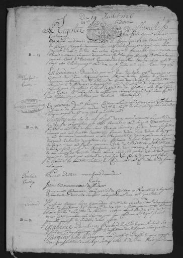 1726. L'ensemble du cahier de 9 feuillets (in-4°, papier) a été numérisé et un acte a été analysé.