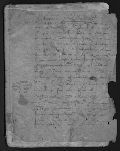 De 1577 à 1637. L'ensemble du cahier des notifications et insinuations 35 feuillets (in-4°, papier) a été numérisé et quelques actes ont été analysés.