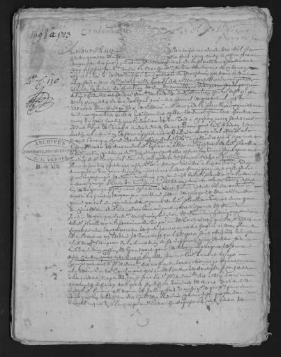 De 1698 à 1723. L'ensemble du cahier 36 feuillets (in-8°, papier) a été numérisé et quelques actes ont été analysés.