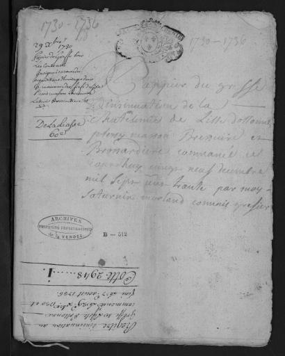 De 1730 à 1736. L'ensemble du cahier 27 feuillets (in-8°, papier) a été numérisé et quelques actes ont été analysés.