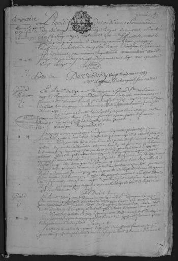 1787-1790. L'ensemble du cahier de 46 feuillets (in-4°, papier) a été numérisé et quelques actes ont été analysés.